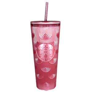 Starbucks Dusty Rose Pink Shimmer Shell Mermaid Scales Tumbler 24oz Venti